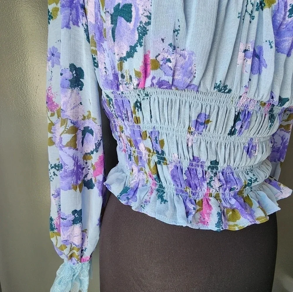 *NWT* Free People Daphne Floral Sheer Lace Top